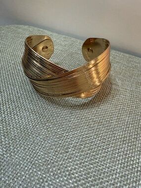 Gold-Tone Wrapped Crossover Cuff Bracelet